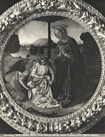 Brogi — Firenze. Galleria Corsini. Madonna adorante; Scuola di Lorenzo di Credi — insieme